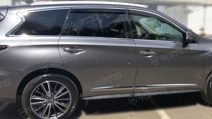 Дефлекторы окон (ветровики) Infiniti JX35 (L50) 2012/QX60 (L50) 2012 ХРОМ.МОЛДИНГ Кобра Тюнинг