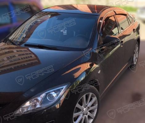 Дефлекторы окон (ветровики) Mazda 6 II Hb 5d 2007-2012 ХРОМ.МОЛДИНГ (Мазда 6) Кобра Тюнинг